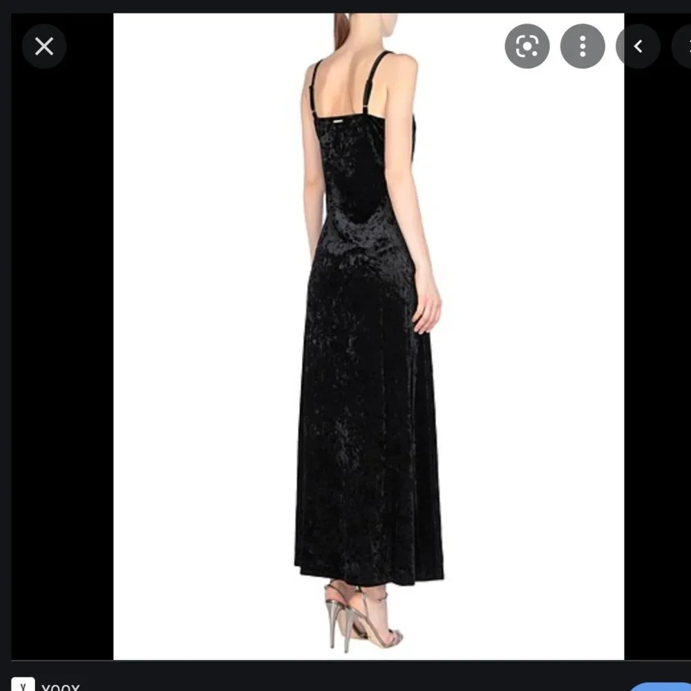 Micheal Kors Serita Maxi Slip Dress Black Velvet US Small